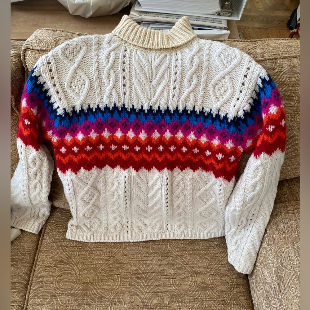 rag & bone Cream Multicolor Cable Knit Sweater - M